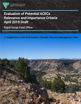 Evaluation of Potential Acecs: Relevance and Importance Criteria Table of Contents Aprl 2019 Draft