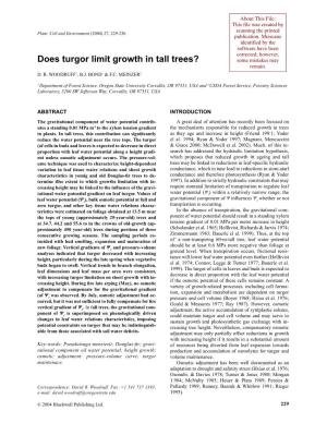 Does Turgor Limit Growth in Tall Trees? 229
