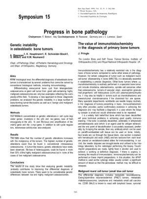 Symposium 15 Progress in Bone Pathology