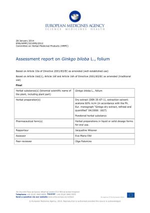 Assessment Report on Ginkgo Biloba L., Folium