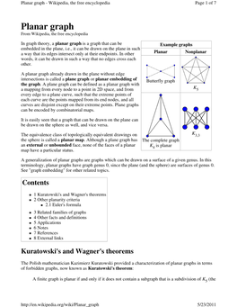 Planar Graph - Wikipedia, the Free Encyclopedia Page 1 of 7