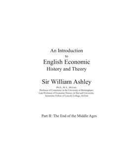 Introduction to English Economic History and Theory, Volume 2