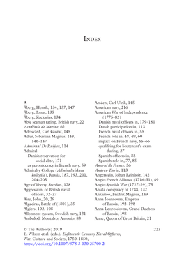 Eighteenth-Century Naval Officers, War, Culture and Society, 1750–1850, 224 INDEX