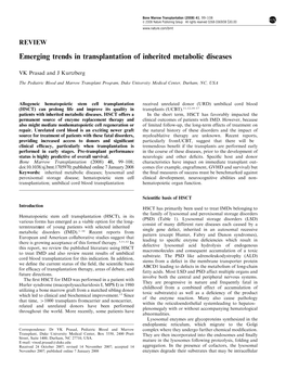 Emerging Trends in Transplantation of Inherited Metabolic Diseases