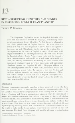 Reconstructing Identities and Gender in Discourse: English Transplanted*