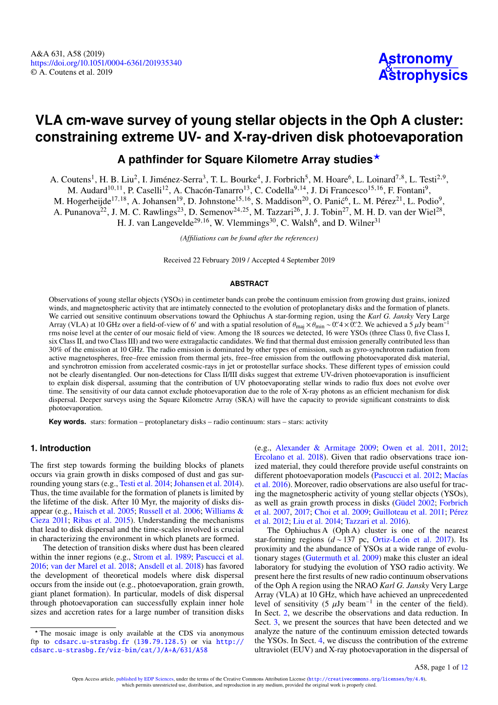 VLA Cm-Wave Survey of Young Stellar Objects in the Oph a Cluster