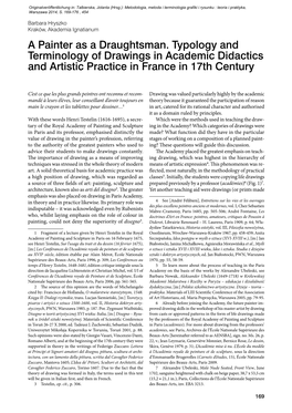 A Painter As a Draughtsman. Typology and Terminology of Drawings in Academic Didactics and Artistic Practice in France in 17Th Century