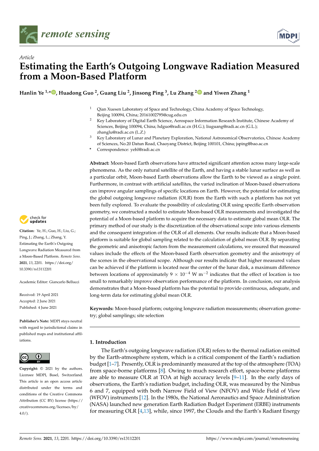 Estimating the Earth's Outgoing Longwave Radiation Measured