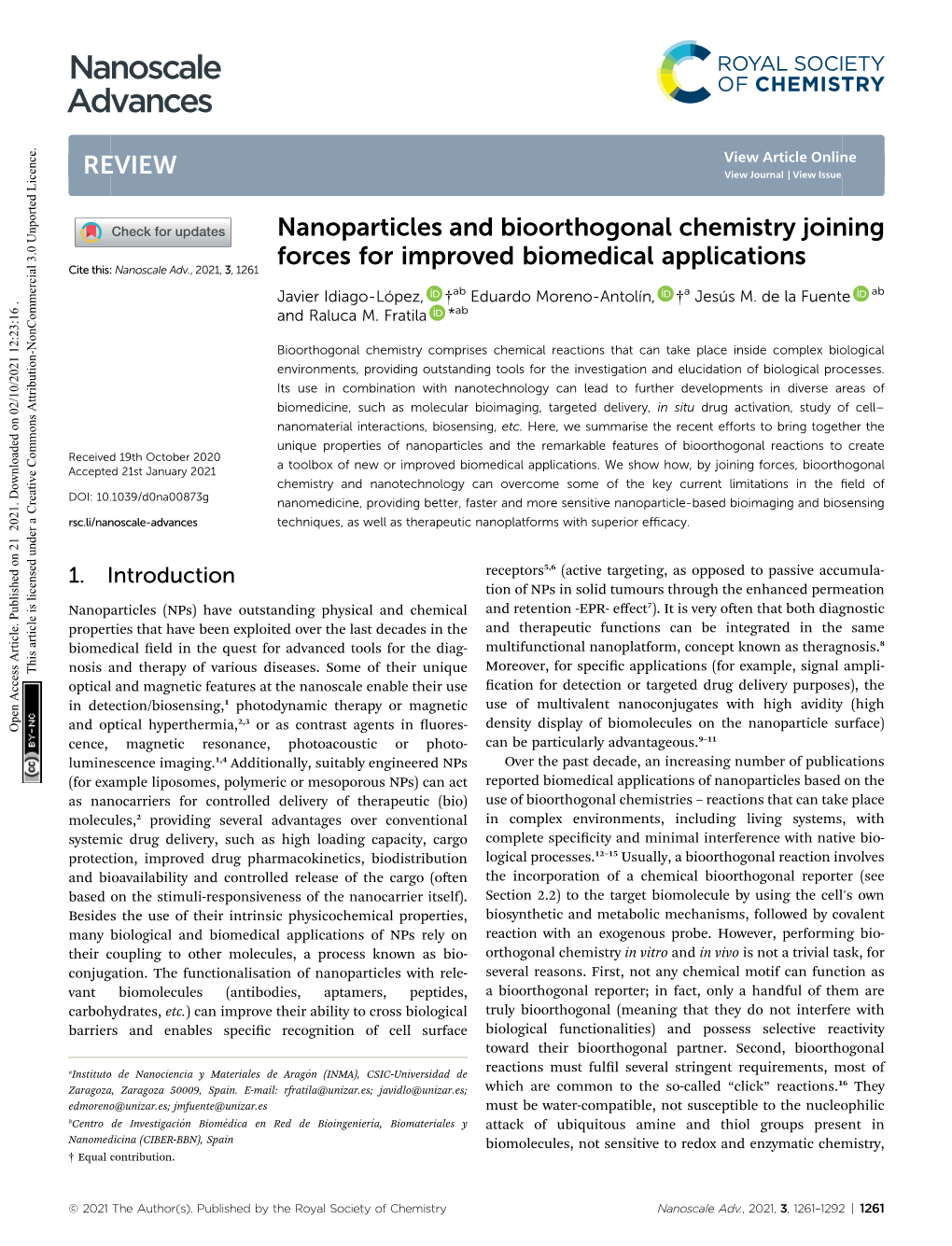 Nanoparticles and Bioorthogonal Chemistry Joining Forces For