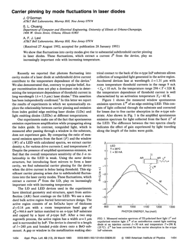 Carrier Pinning by Mode Fluctuations in Laser Diodes J