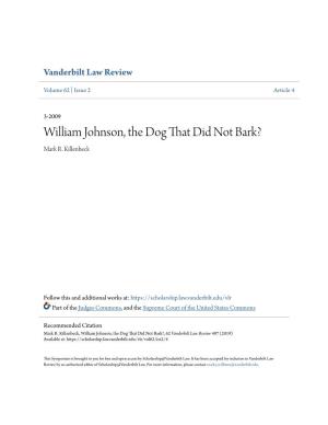 William Johnson, the Dog That Did Not Bark? Mark R