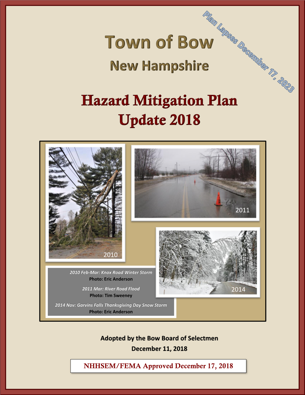 Approved Bow NH Hazard Mitigation Plan 2018 LAPSES 12-17-23