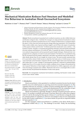 Mechanical Mastication Reduces Fuel Structure and Modelled Fire Behaviour in Australian Shrub Encroached Ecosystems