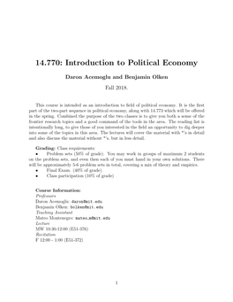 14.770: Introduction to Political Economy