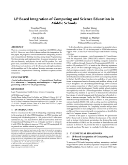 LP Based Integration of Computing and Science Education in Middle Schools