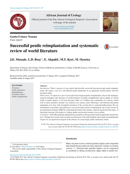 Successful Penile Reimplantation and Systematic Review of World Literature 255
