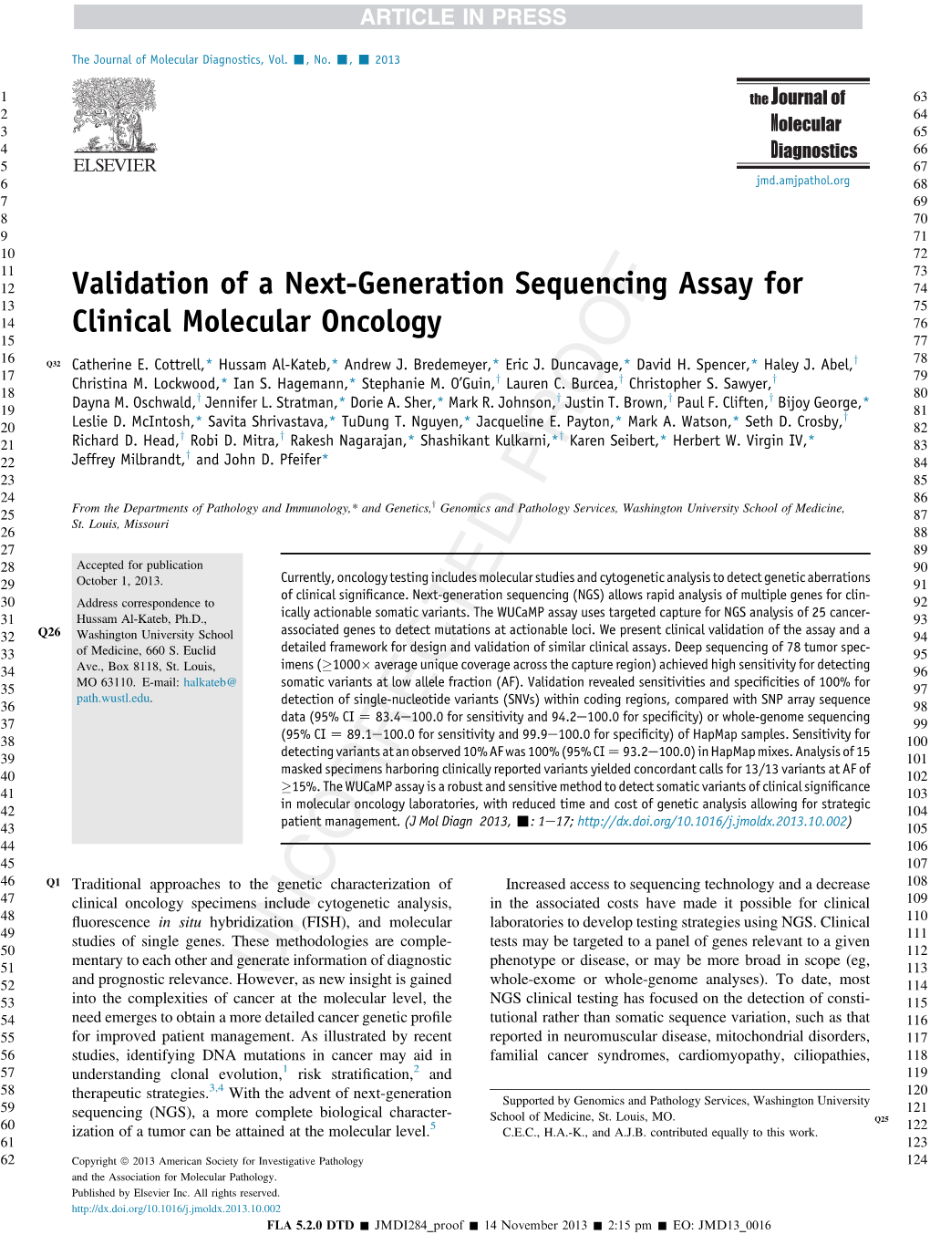 Validation of a Next-Generation Sequencing Assay for Clinical