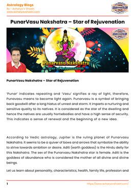 Punarvasu Nakshatra – Star of Rejuvenation