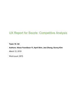 UX Report for Sezzle: Competitive Analysis