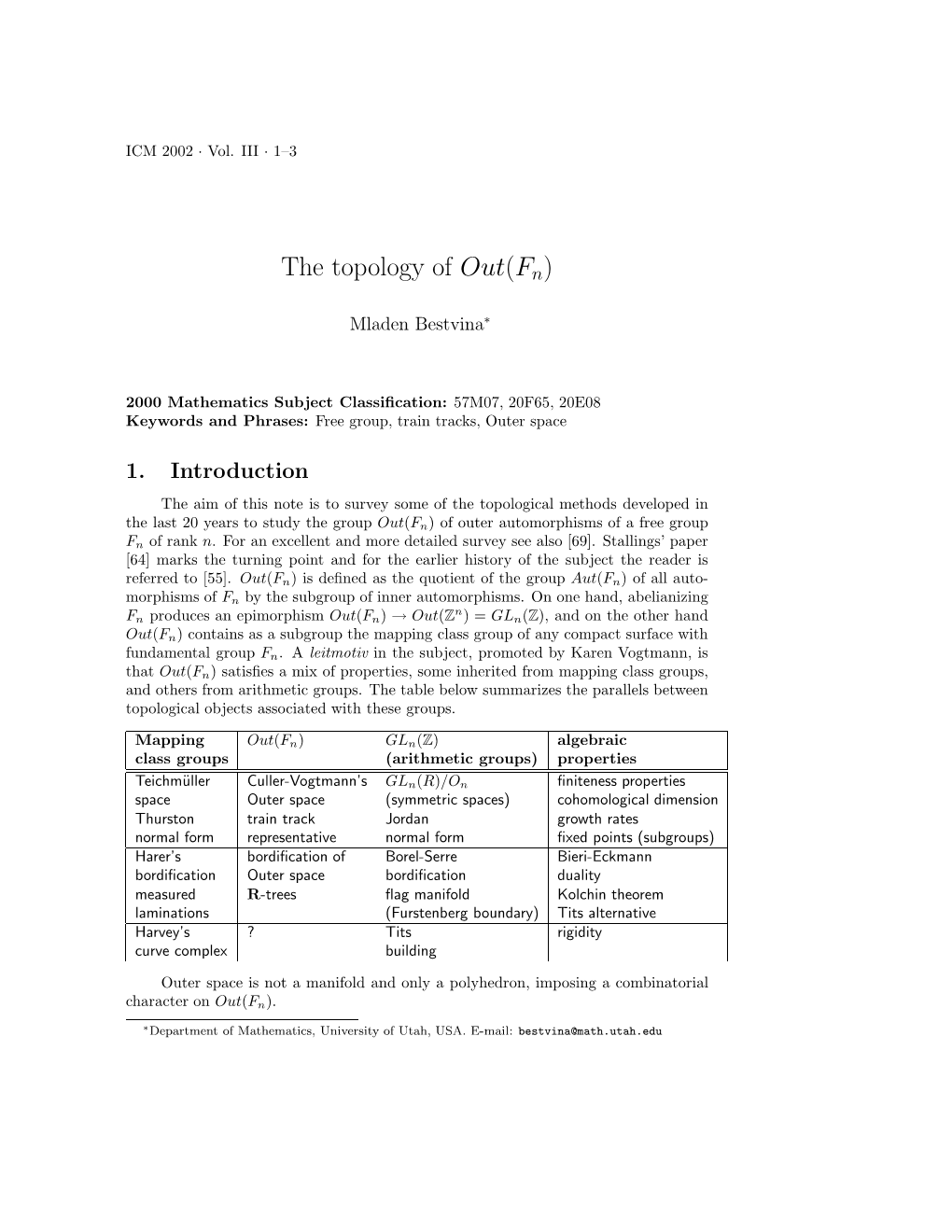 The Topology of Out(Fn)