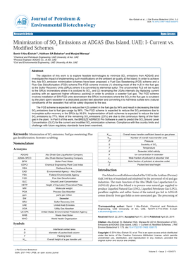 Minimization of SO2 Emissions at ADGAS (Das Island, UAE): I- Current Vs