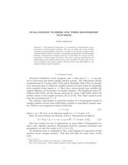 Dual-Complex Numbers and Their Holomorphic Functions