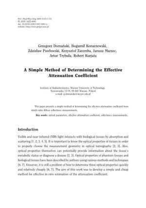 A Simple Method of Determining the Effective Attenuation Coefficient