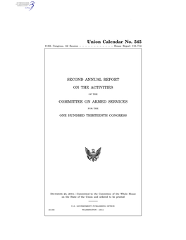 Union Calendar No. 545 113Th Congress, 2D Session – – – – – – – – – – – – House Report 113–714