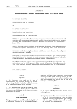 AGREEMENT Between the European Community and the Republic Of