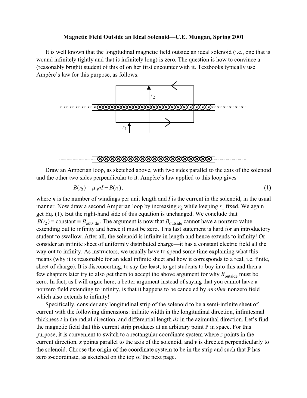 Magnetic Field Outside an Ideal Solenoid—C.E