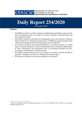 Daily Report 254/2020 24 October 2020 1 Summary