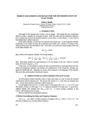 Pierce Expansions and Rules for the Determination of Leap Years