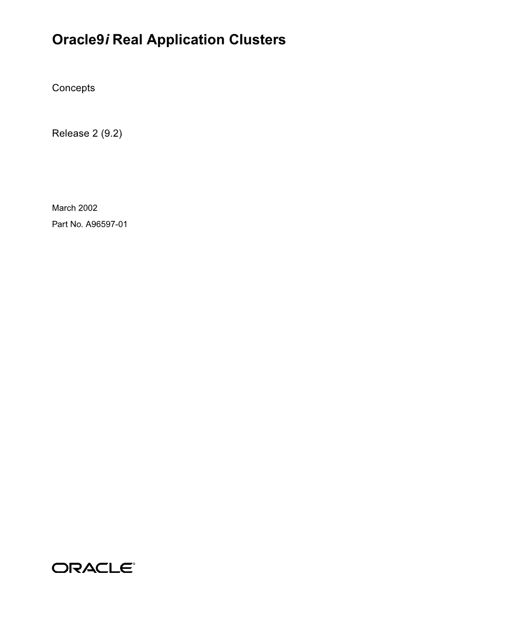 Oracle9i Real Application Clusters Concepts, Release 2 (9.2) Part No