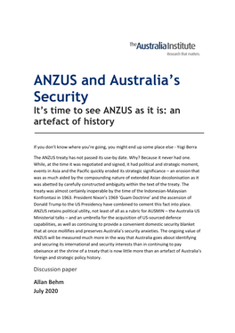 ANZUS and Australia's Security