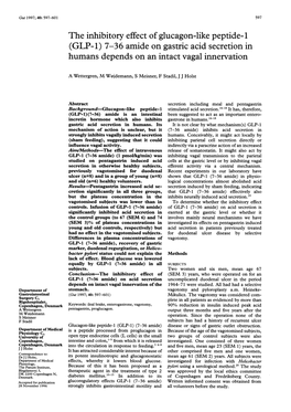 7-36 Amide on Gastric Acid Secretion in Humans Depends on an Intact Vagal Innervation