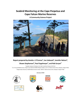 Seabird Monitoring at the Cape Perpetua and Cape Falcon Marine Reserves a Community Science Project