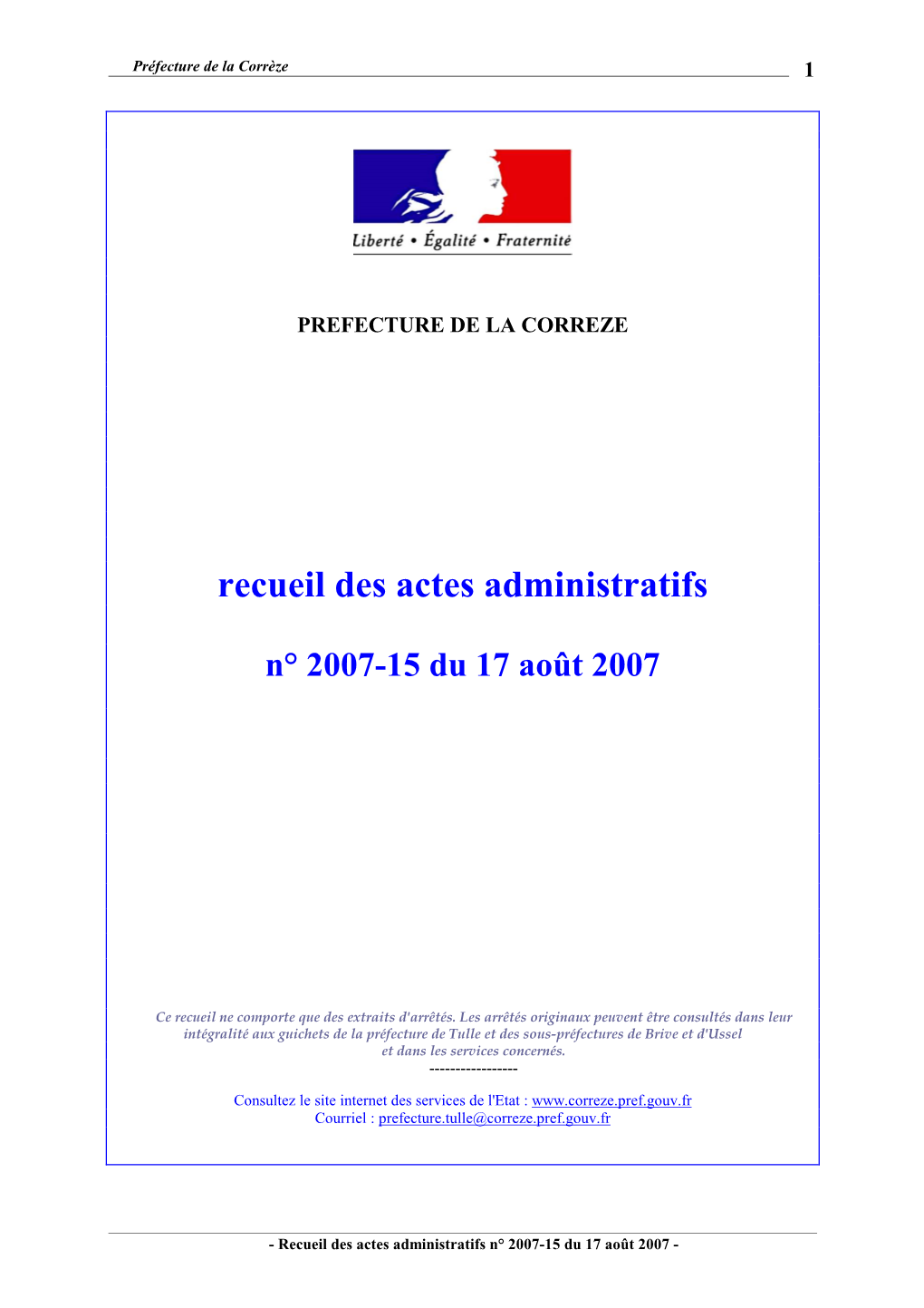 RAA N° 2007-15 Du 17 Août