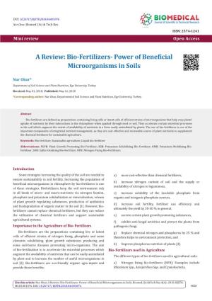 Bio-Fertilizers- Power of Beneficial Microorganisms in Soils