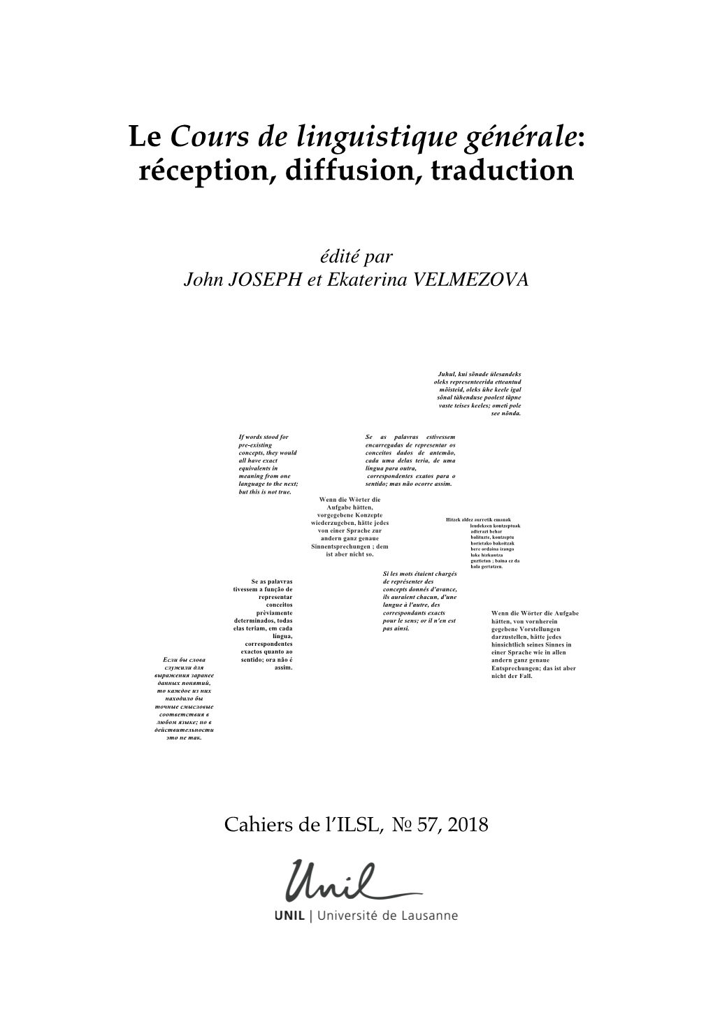 Le Cours De Linguistique Générale: Réception, Diffusion, Traduction