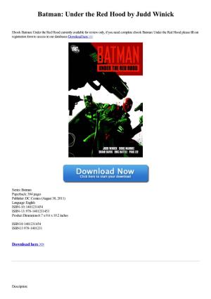 Batman: Under the Red Hood by Judd Winick [Pdf]