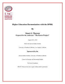 Higher Education Harmonization with the DPRK by Stuart J. Thorson