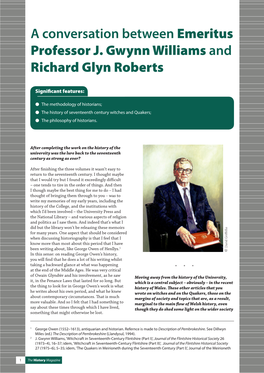 A Conversation Between Emeritus Professor J. Gwynn Williams and Richard Glyn Roberts