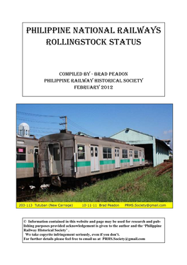 Philippine National Railways Rollingstock Status