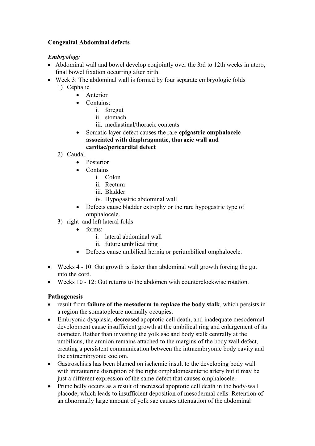 Congenital Abdominal Defects