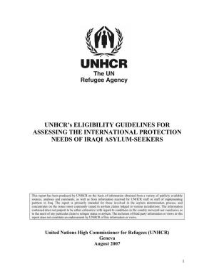 UNHCR's ELIGIBILITY GUIDELINES for ASSESSING THE