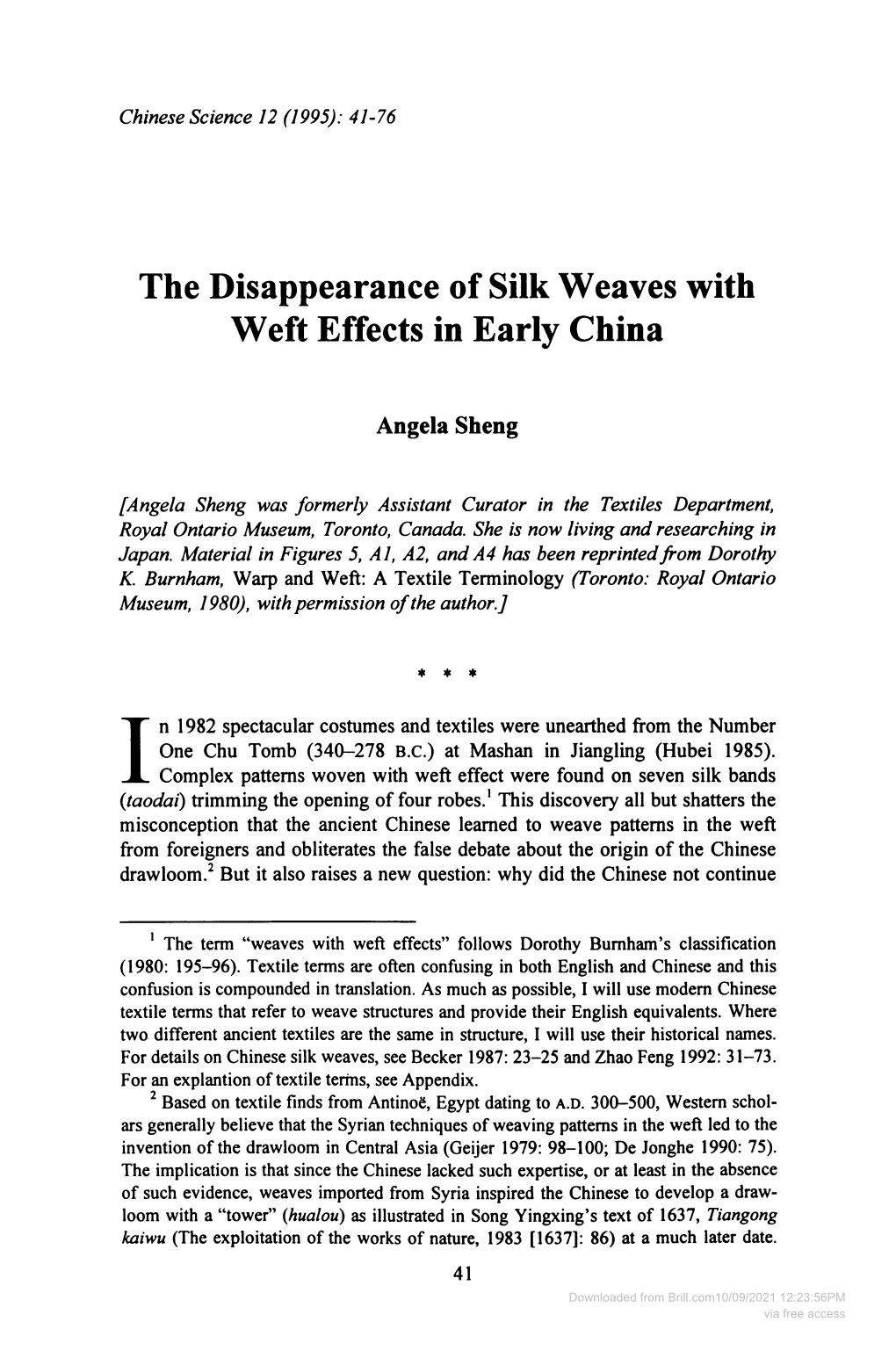 The Disappearance of Silk Weaves with Weft Effects in Early China