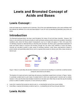 Lewis and Bronsted Concept of Acids and Bases