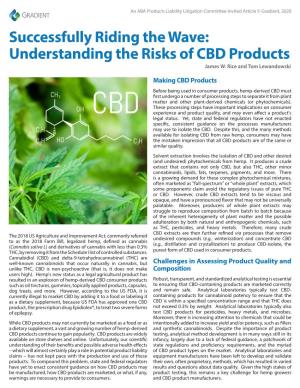 Understanding the Risks of CBD Products James W