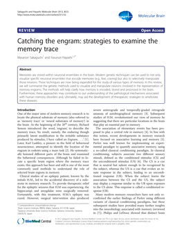 Catching the Engram: Strategies to Examine the Memory Trace Masanori Sakaguchi1 and Yasunori Hayashi1,2*
