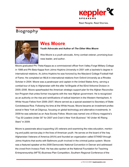 Wes Moore Youth Advocate and Author of the Other Wes Moore